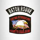 BATON ROUGE and NEVER SURRENDER Small Patches Set for Biker Vest