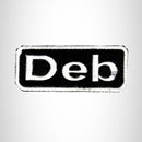 Deb White on Black Iron on Name Tag Patch for Biker Vest NB111