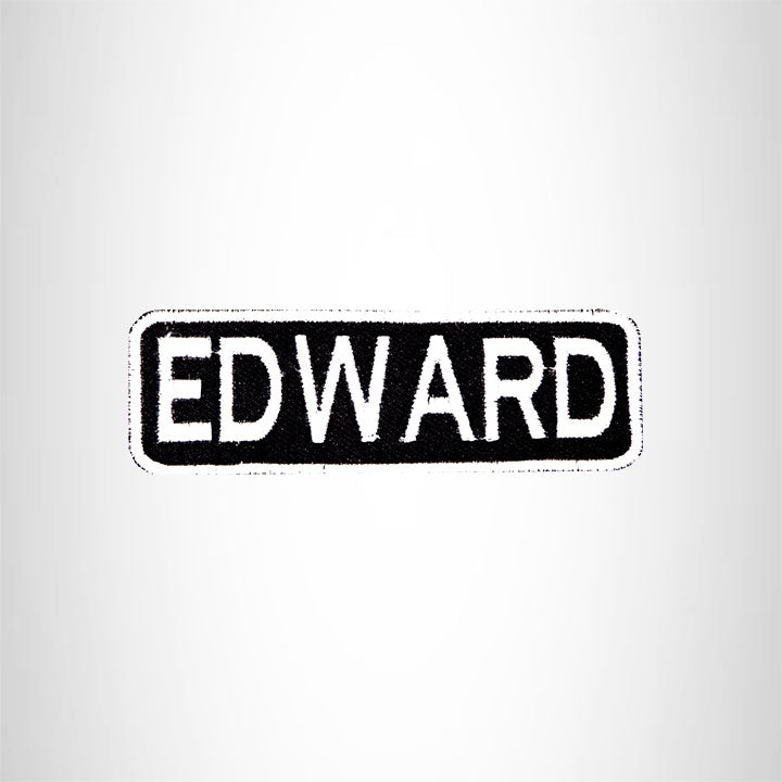 EDWARD Black and White Name Tag Iron on Patch for Biker Vest and Jacket NB215