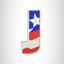 J Alphabet Letters of US Flag Iron on Small Patch for Biker Vest.