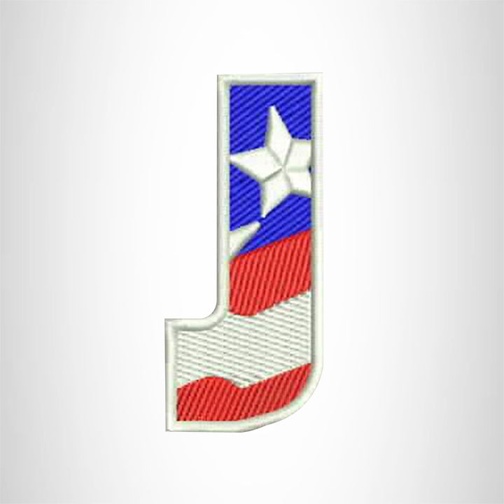 J Alphabet Letters of US Flag Iron on Small Patch for Biker Vest.