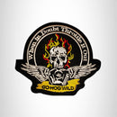 GO HOG WILD Flaming Skull Small Patch Iron on for Vest Jacket SB612