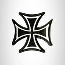 MALTESE CROSS White on Black Small Patch Iron on for Vest Jacket SB616