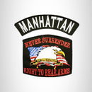 MANHATTAN and NEVER SURRENDER Small Patches Set for Biker Vest
