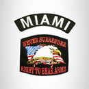 MIAMI and NEVER SURRENDER Small Patches Set for Biker Vest