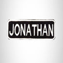 JONATHAN Black and White Name Tag Iron on Patch for Biker Vest and Jacket NB228
