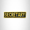 SECRETARY Yellow on Black Small Patch Iron on for Vest Jacket SB641