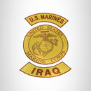 MARINES IRAQ Brown on Gold Iron on 3 Large Back Patches Set for Biker Vest Jacket