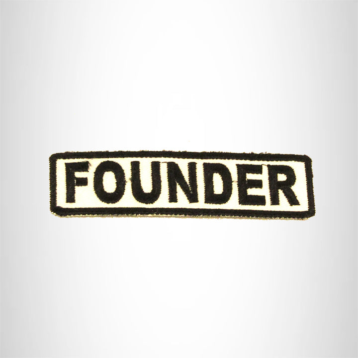 FOUNDER Black on White Small Patch Iron on for Biker Vest SB677