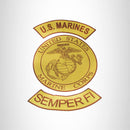 MARINES SAMPER FI Brown on Gold Iron on 3 Large Back Patches Set for Biker Vest Jacket