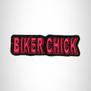 BIKER CHICK Red on Black Small Patch Iron on for Biker Vest SB689