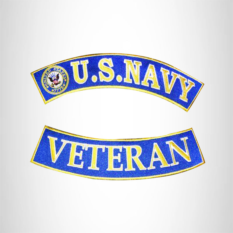 U.S Navy Veteran Back Rockers 2 Patches Set Sew on for Vest Jacket