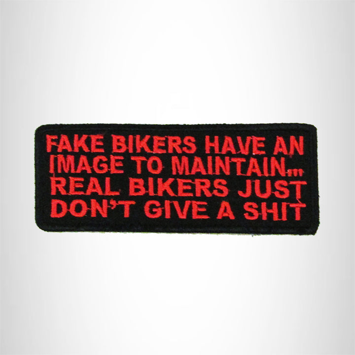 FAKE BIKERS Red on Black Small Patch Iron on for Biker Vest SB693