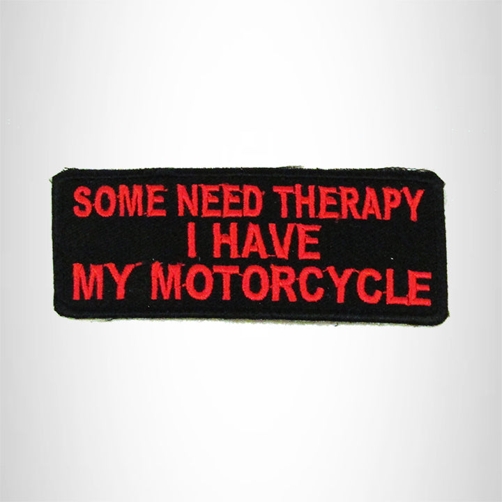 SOME NEED THERAPY Red on Black Small Patch Iron on for Biker Vest SB694