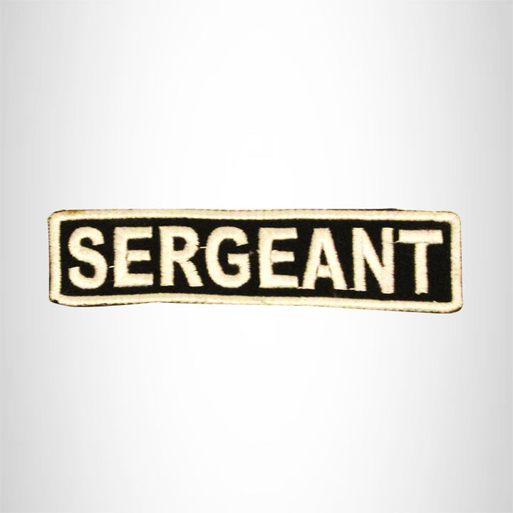 SERGEANT White on Black Small Patch Iron on for Biker Vest SB703