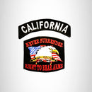 CALIFORNIA and NEVER SURRENDER Small Patches Set for Biker Vest