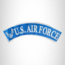 U.S Air Force White on Blue Border Iron on Top Rocker Patch for Biker Vest Jacket