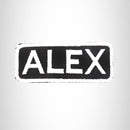ALEX White on Black Iron on Name Tag Patch for Biker Vest NB197