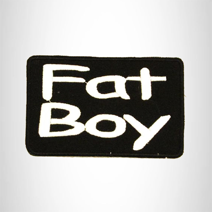 FAT BOY White on Black Small Patch Iron on for Biker Vest SB725