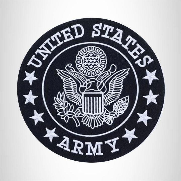 US Army Center Patch Circle United States Army Black w/ White 12"