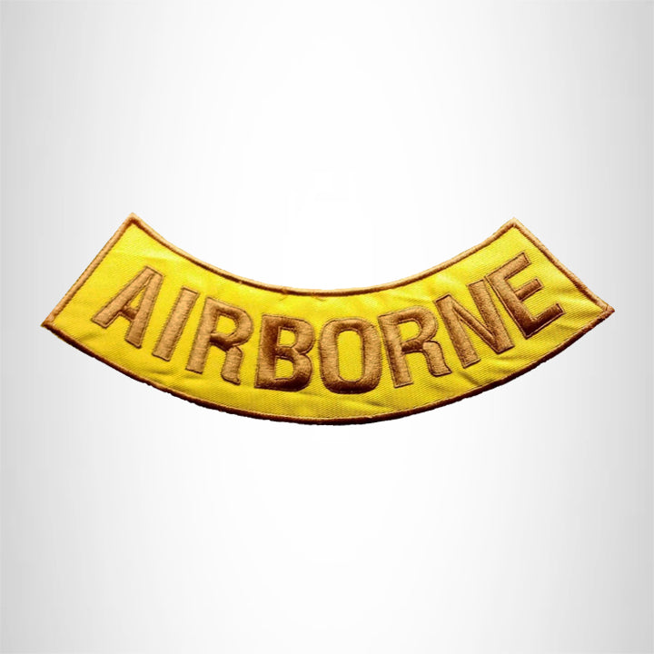AIRBORNE Gold on Yellow with Boarder Bottom Rocker Patch for Vest BR415