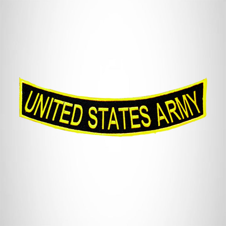 UNITED STATES ARMY Yellow on Black with Boarder Bottom Rocker Patch for Vest BR431