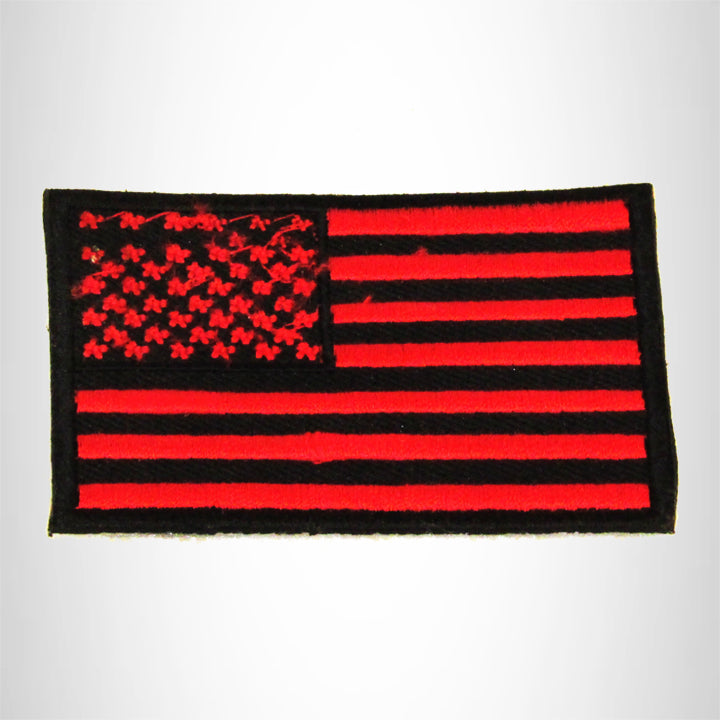U.S Flag Red and Black Small Patch Iron on for Biker Vest SB786