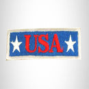 USA Red White on Blue with Silver Boarder Small Patch Iron on for Biker Vest SB780