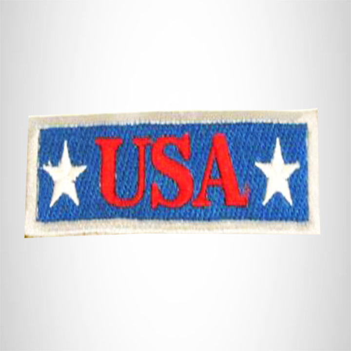 USA Red White on Blue with Silver Boarder Small Patch Iron on for Biker Vest SB780