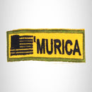 Murica Black on Tan with Green Border Small Patch Iron on for Biker Vest SB776