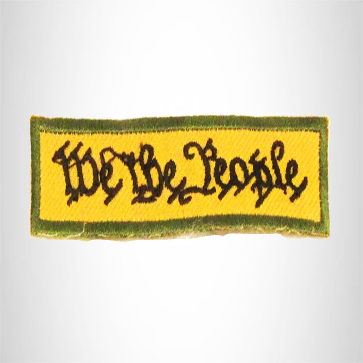 We the People Black on Tan with Green Border Small Patch for Biker Vest SB777