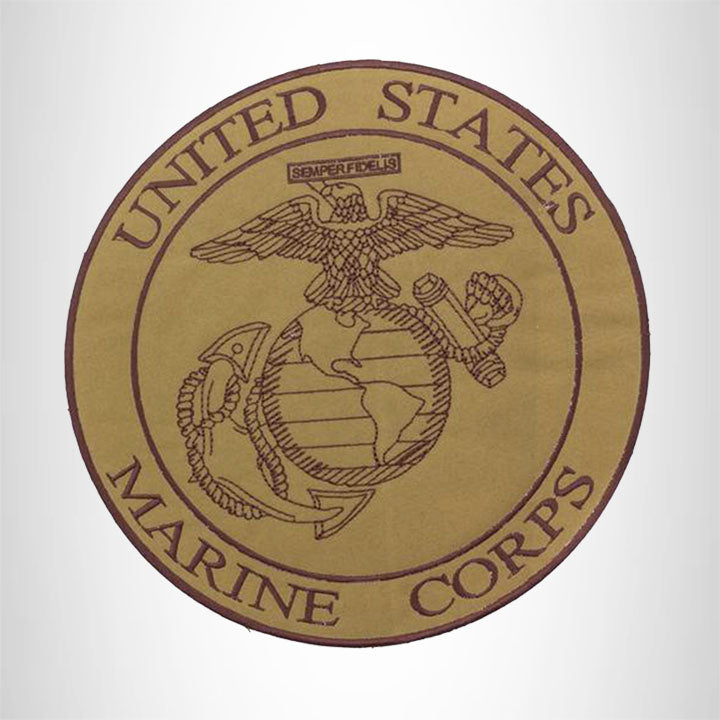 U.S Marine Corps Brown on Gold Center Patch Iron on for Biker Vest and Jacket