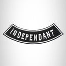 INDEPENDENT White on Black Bottom Rocker Iron on Patch for Biker Vest BR448