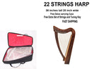 22 String Lever Harp Celtic Irish Style Solid wood free Carrying Bag strings and Tuner - STURGIS MIDWEST INC.