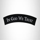 In God we Trust White on Black with Silver border Small Patch Iron on for Biker Vest SB767