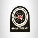 Group Therapy White an Red on Black Small Patch Iron on for Biker Vest SB763