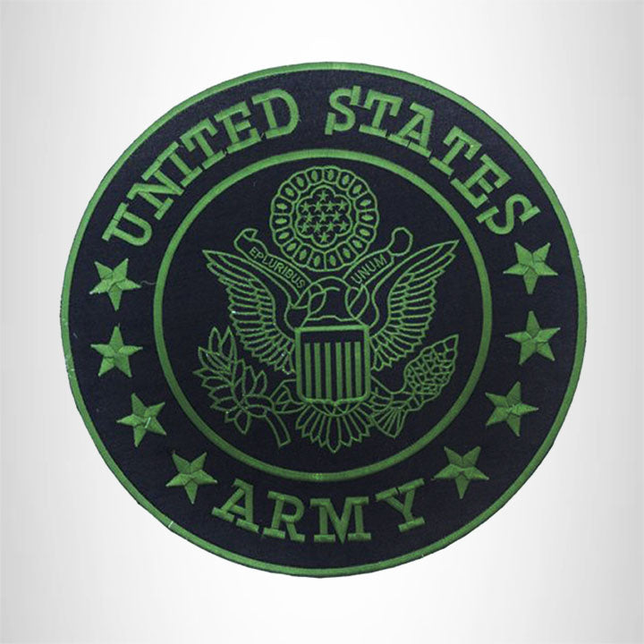 US Army Center Patch Circle United States Army Black w/ Green 12"