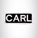 CARL White on Black Iron on Name Tag Patch for Biker Vest NB205