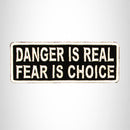 DANGER IS REAL White on Black Small Patch Iron on for Biker Vest SB721