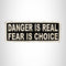DANGER IS REAL White on Black Small Patch Iron on for Biker Vest SB721