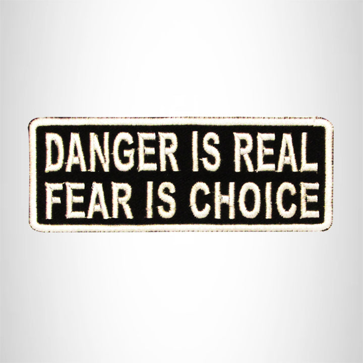 DANGER IS REAL White on Black Small Patch Iron on for Biker Vest SB721