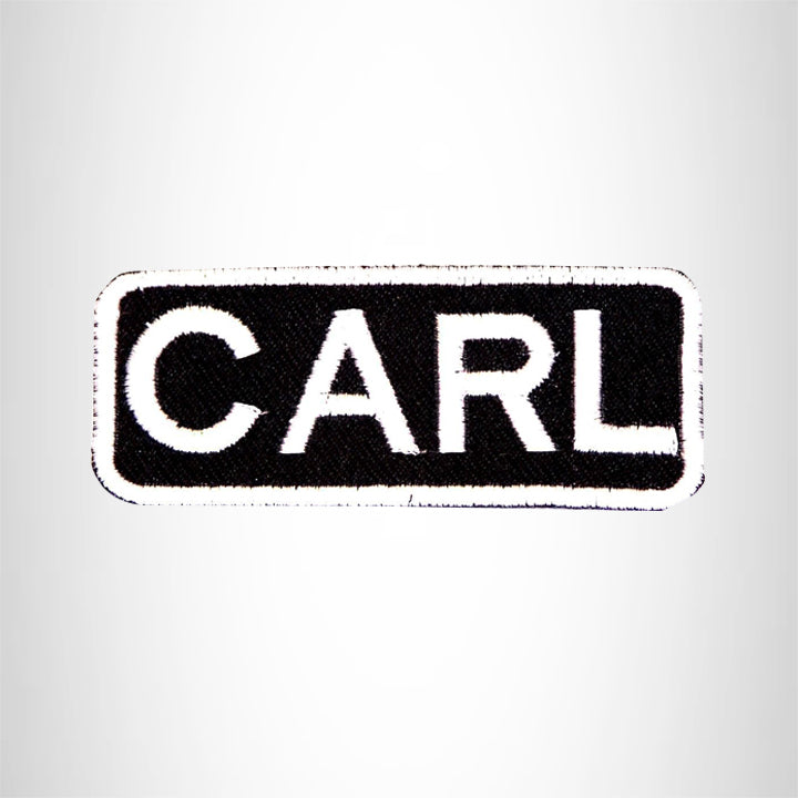 CARLA Black and White Name Tag Iron on Patch for Biker Vest and Jacket NB279