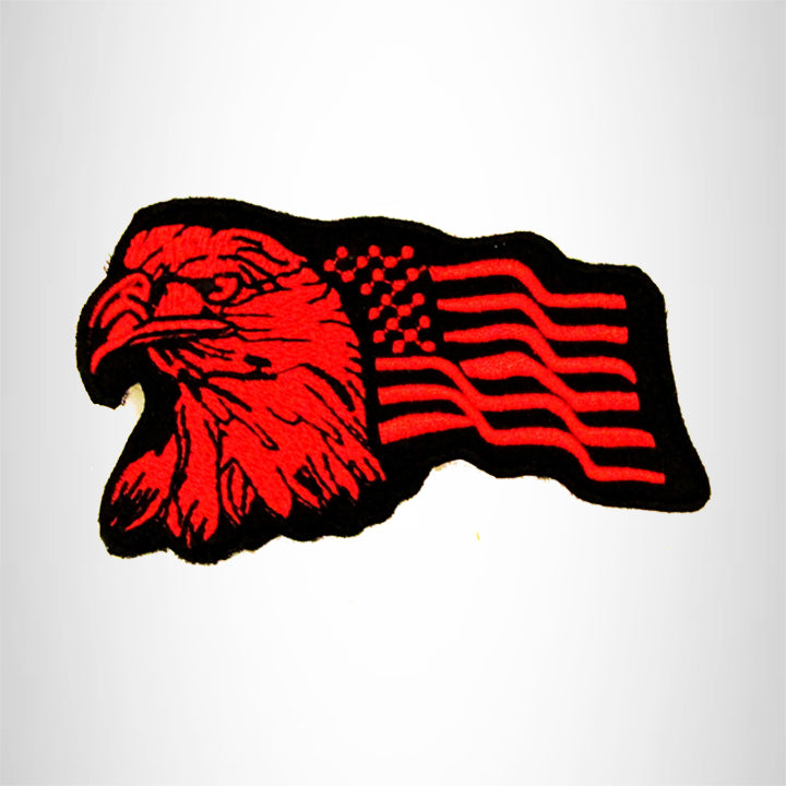 Eagle and flag Red on Black Small Patch Iron on for Biker Vest SB734