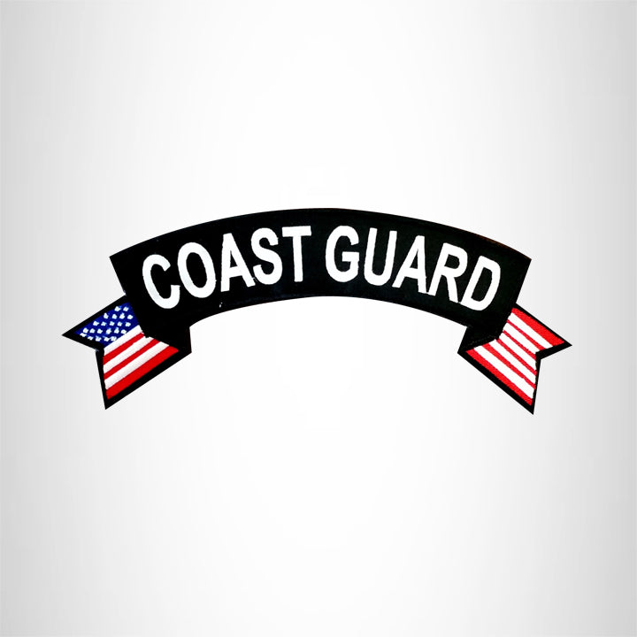 COAST GUARD USA Flag Banner Iron on Top Rocker Patch for Biker Vest Jacket