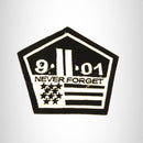 Small Patch 9-11-01 Never Forget White on Black Iron on for Biker Vest SB802
