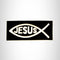 Jesus Fish White on Black Small Patch Iron on for Biker Vest SB813