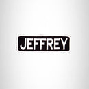 JEFFREY Black and White Name Tag Iron on Patch for Biker Vest and Jacket NB227