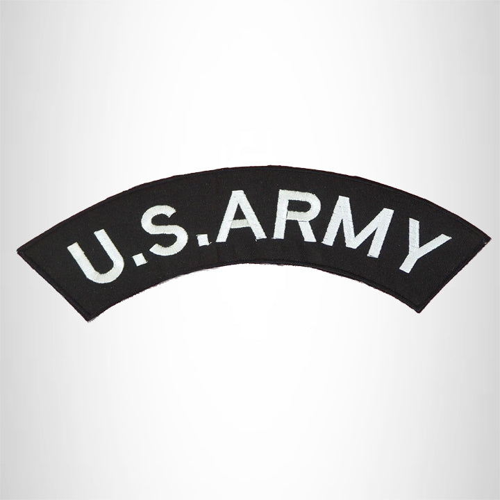 U.S ARMY White and Black Iron on Top Rocker Patch for Biker Vest Jacket TR200