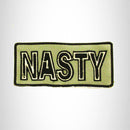 NASTY Black on Gray Iron on Small Patch for Biker Vest SB837