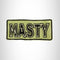 NASTY Black on Gray Iron on Small Patch for Biker Vest SB837
